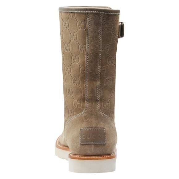 GUCCI “Double G” Embossed Mid-Calf Boots - Suede & Leather -In Original Box-RARE - Picture 3 of 16